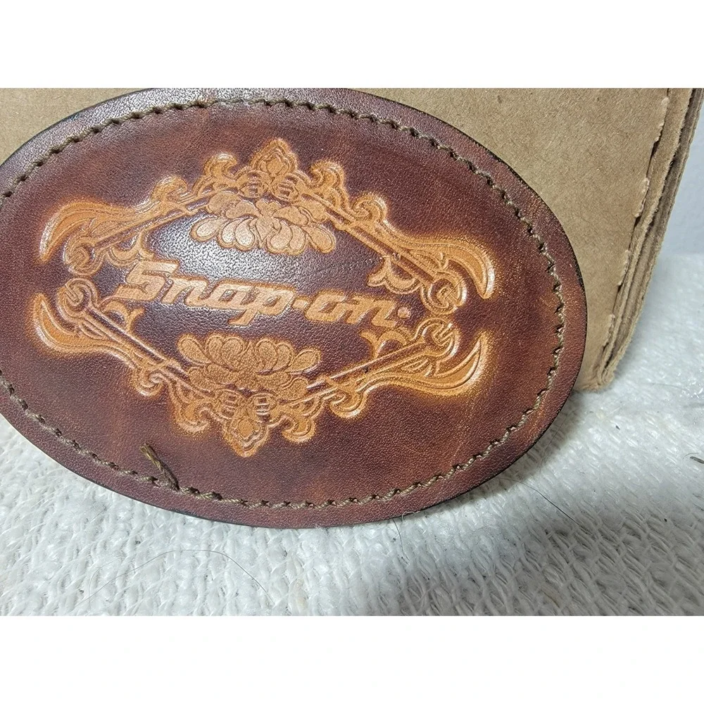 Vintage Snap-on Tools Belt Buckle Leather SPP-624 Tooled Floral Wrench Brass